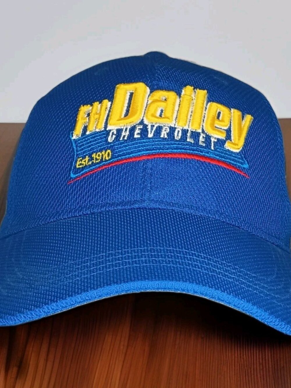 Vintage Chevrolet Blue Racing Snapback Hat F.H. Dailey GM NASCAR Metal Logo